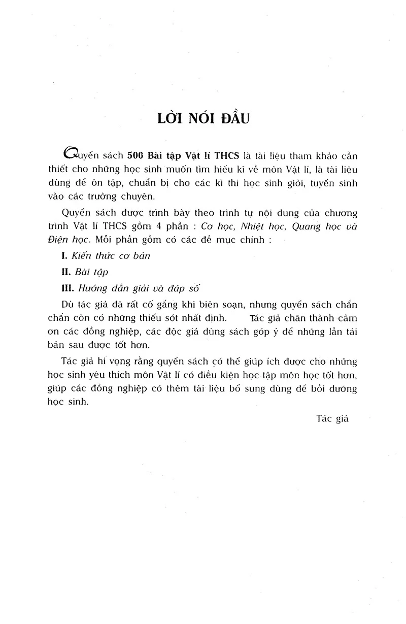 500 Bài tập Vật Lí Trung học cơ sở - Phan Hoàng Văn