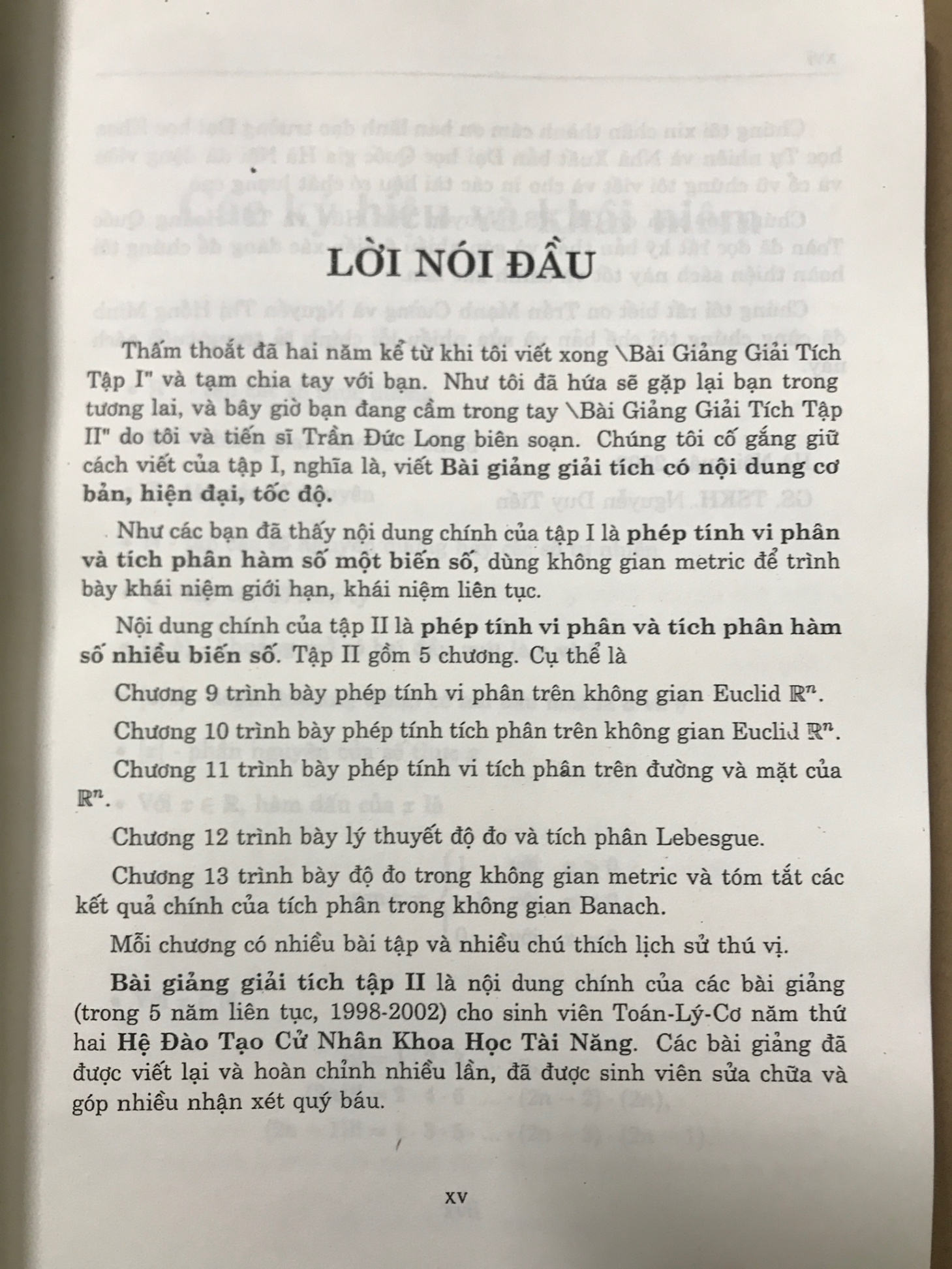 Bài giảng Giải Tích tập II - Nguyễn Duy Tiến chủ biên