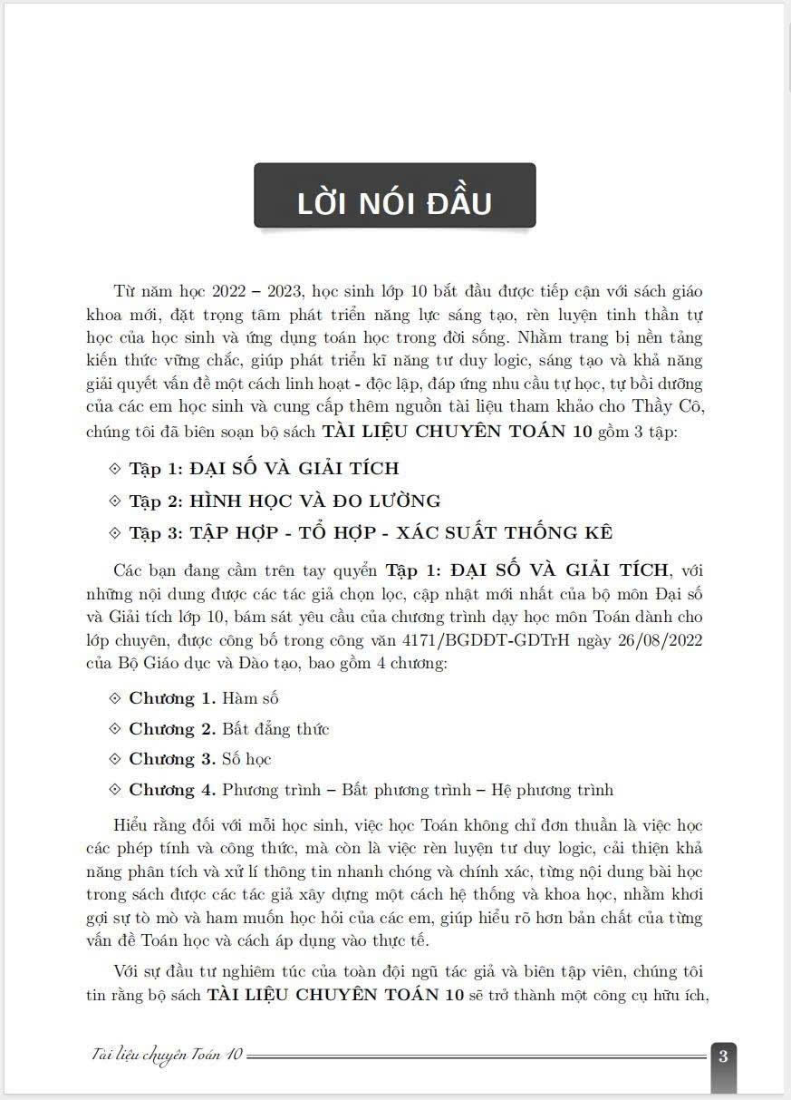 Tài liệu chuyên toán 10 Quyển 1-2-3 (combo bộ 3 cuốn)