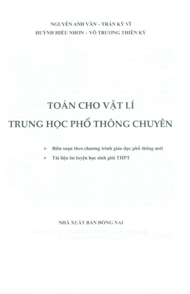 Toán Cho Vật Lí Trung Học Phổ Thông Chuyên (Theo Chương Trình GDPT Mới)