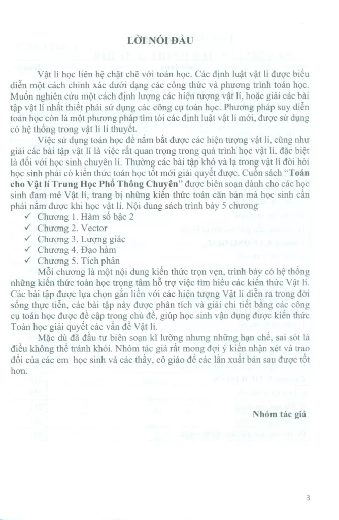 Toán Cho Vật Lí Trung Học Phổ Thông Chuyên (Theo Chương Trình GDPT Mới)