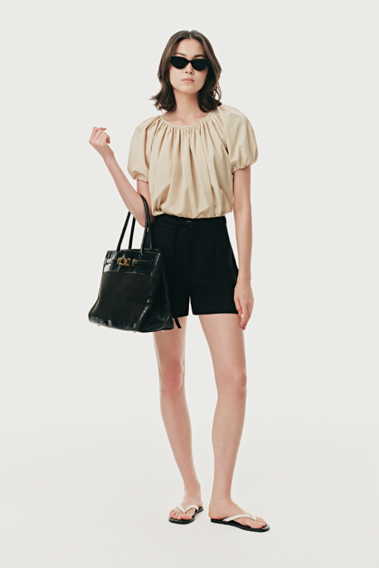 Quần shorts chữ A cạp phối đai bản nhỏ