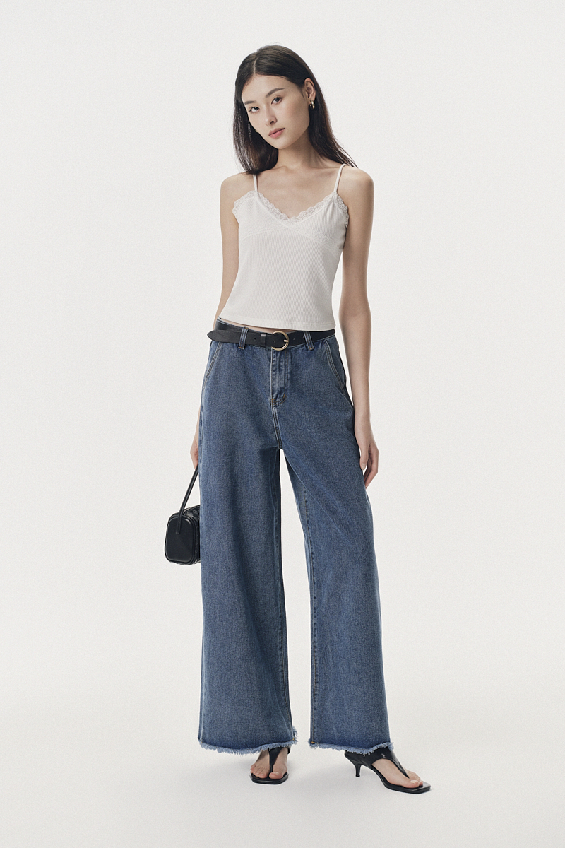 Áo dây dệt kim phối dây ren