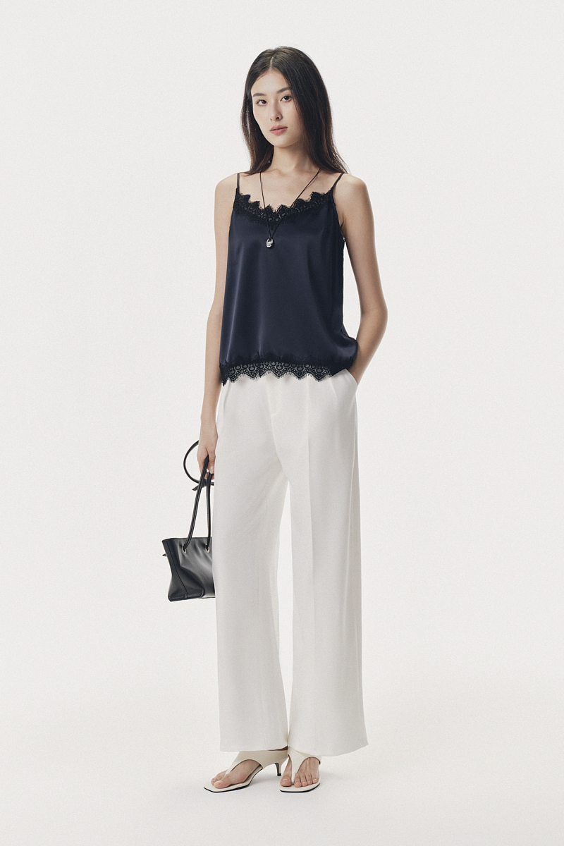 Áo hai dây lụa phối ren