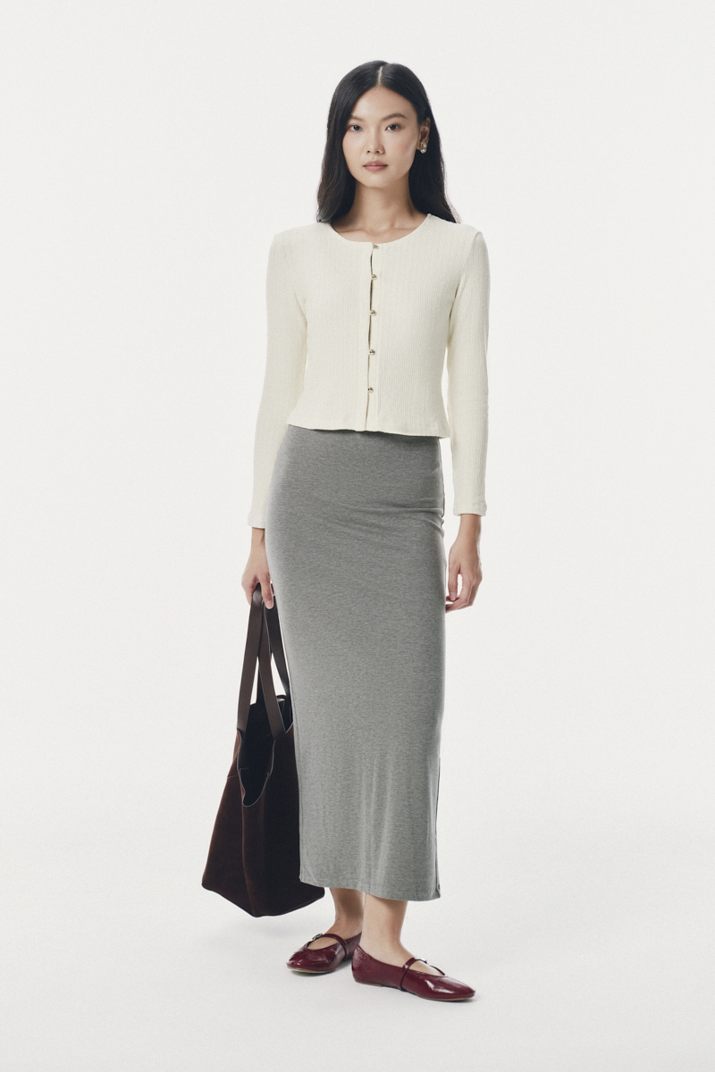 Áo khoác dài tay vải len tăm bề mặt dệt nổi