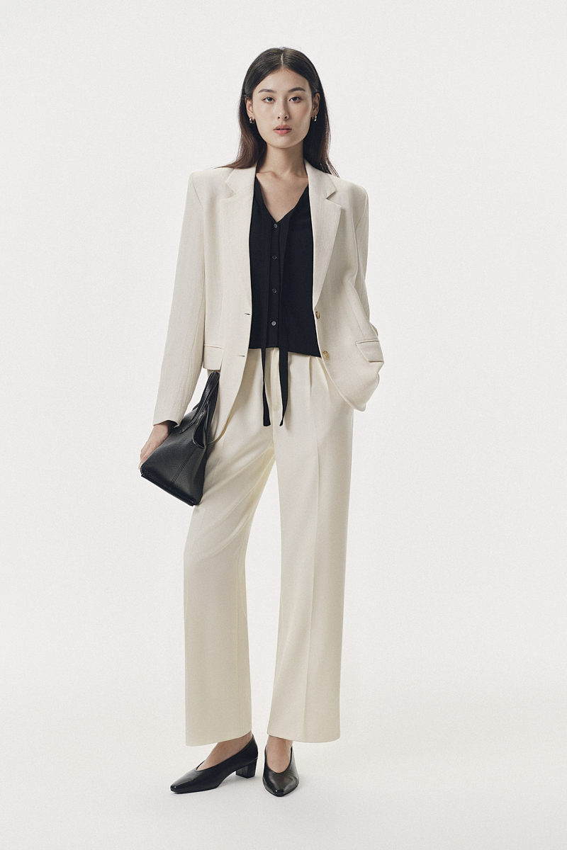 Áo khoác vest dài tay một lớp dáng cơ bản