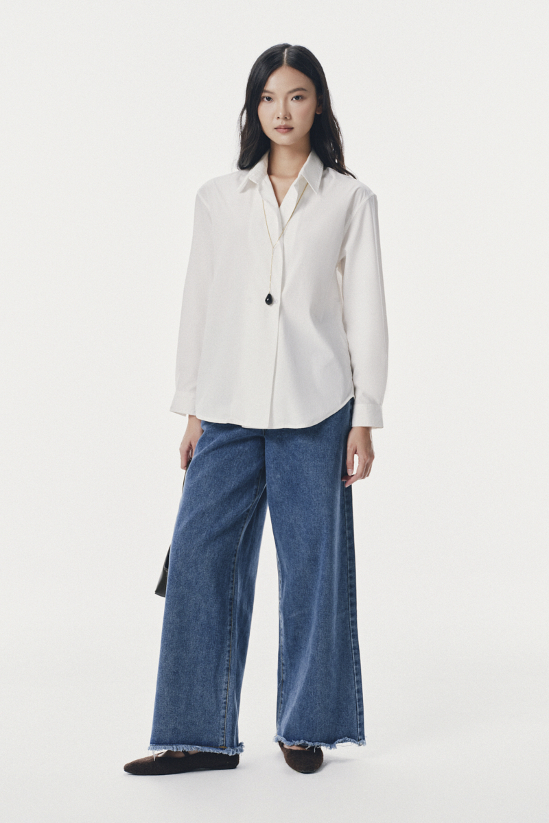 Áo sơ mi chất cotton vạt chồng