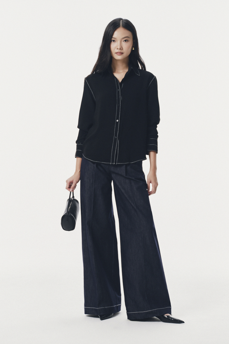 Áo sơ mi dài tay chần chỉ nổi