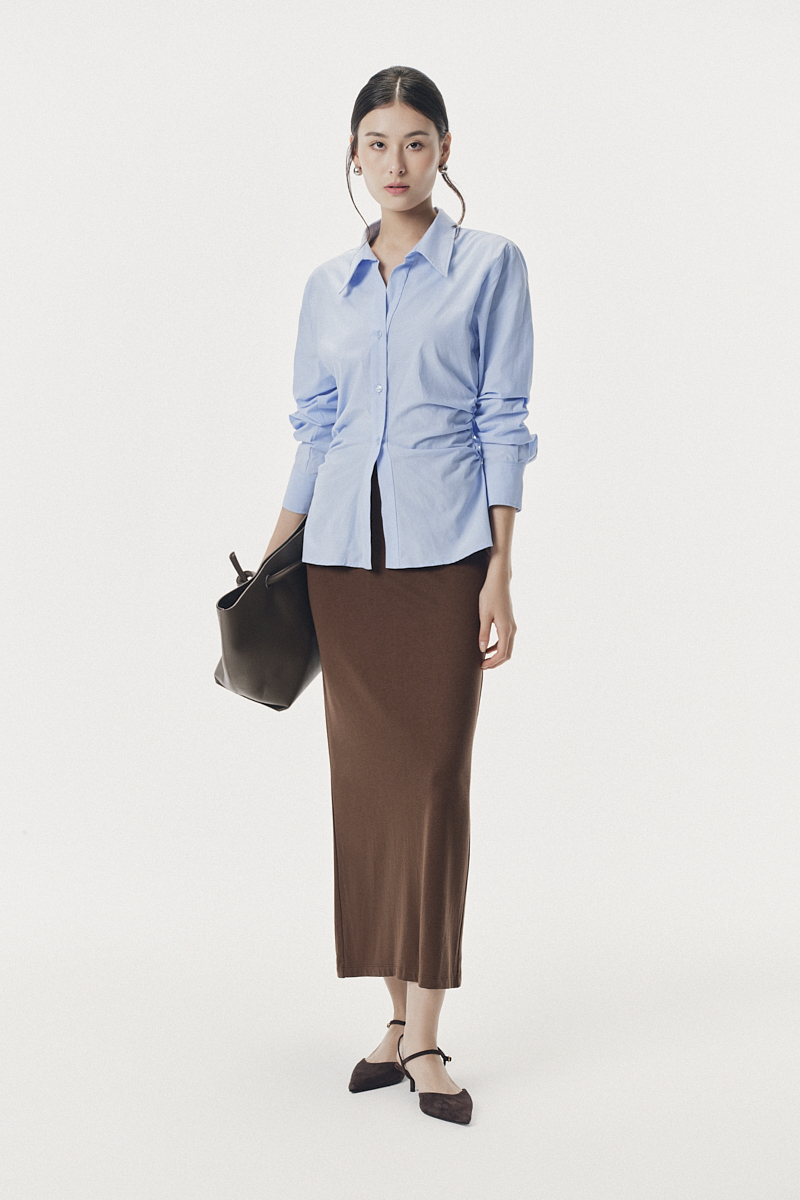 Chân váy dài co giãn xẻ sau