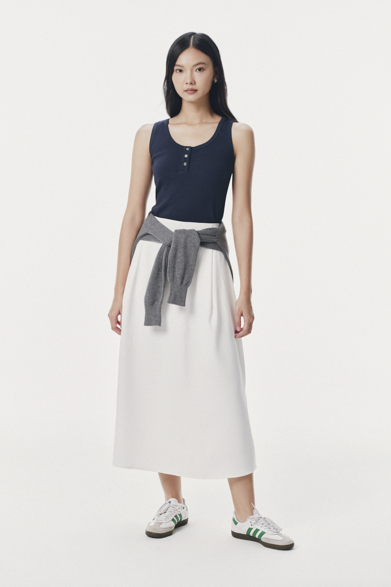 Chân váy dài xoè A xếp ly cạp