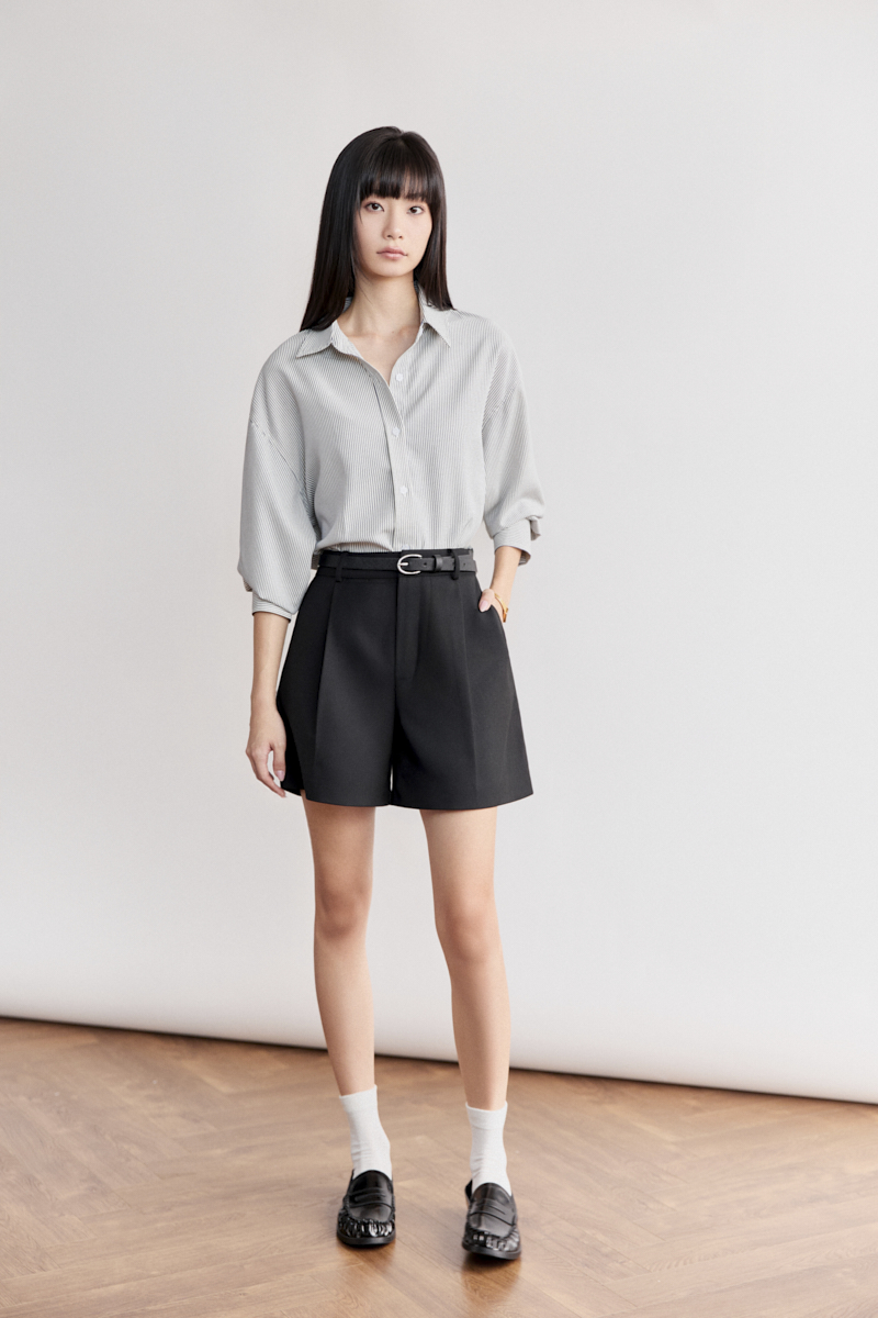 The Basic Oversize Shirt - Kẻ sọc xám