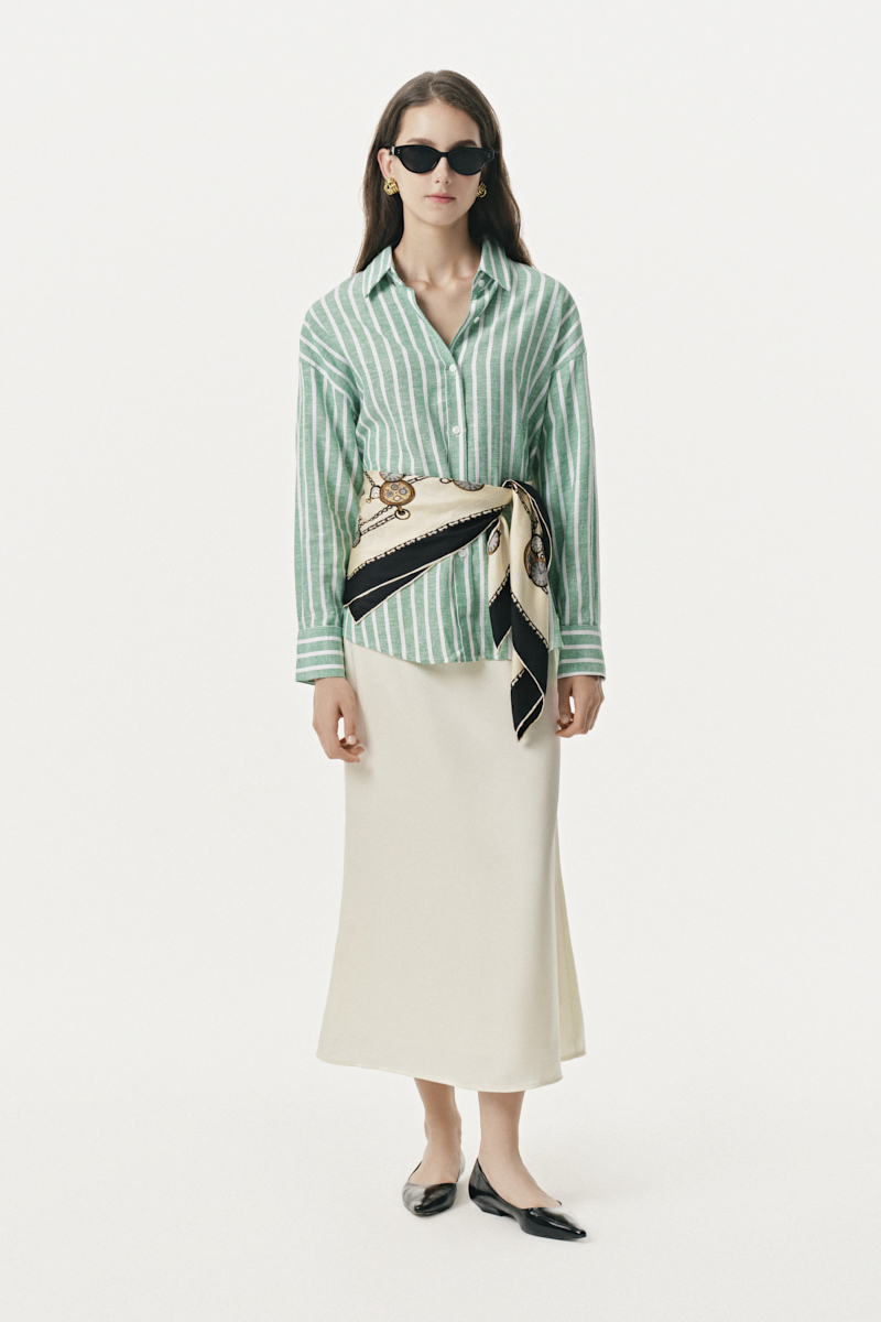 The Basic Oversize Shirt - Kẻ xanh lá đậm