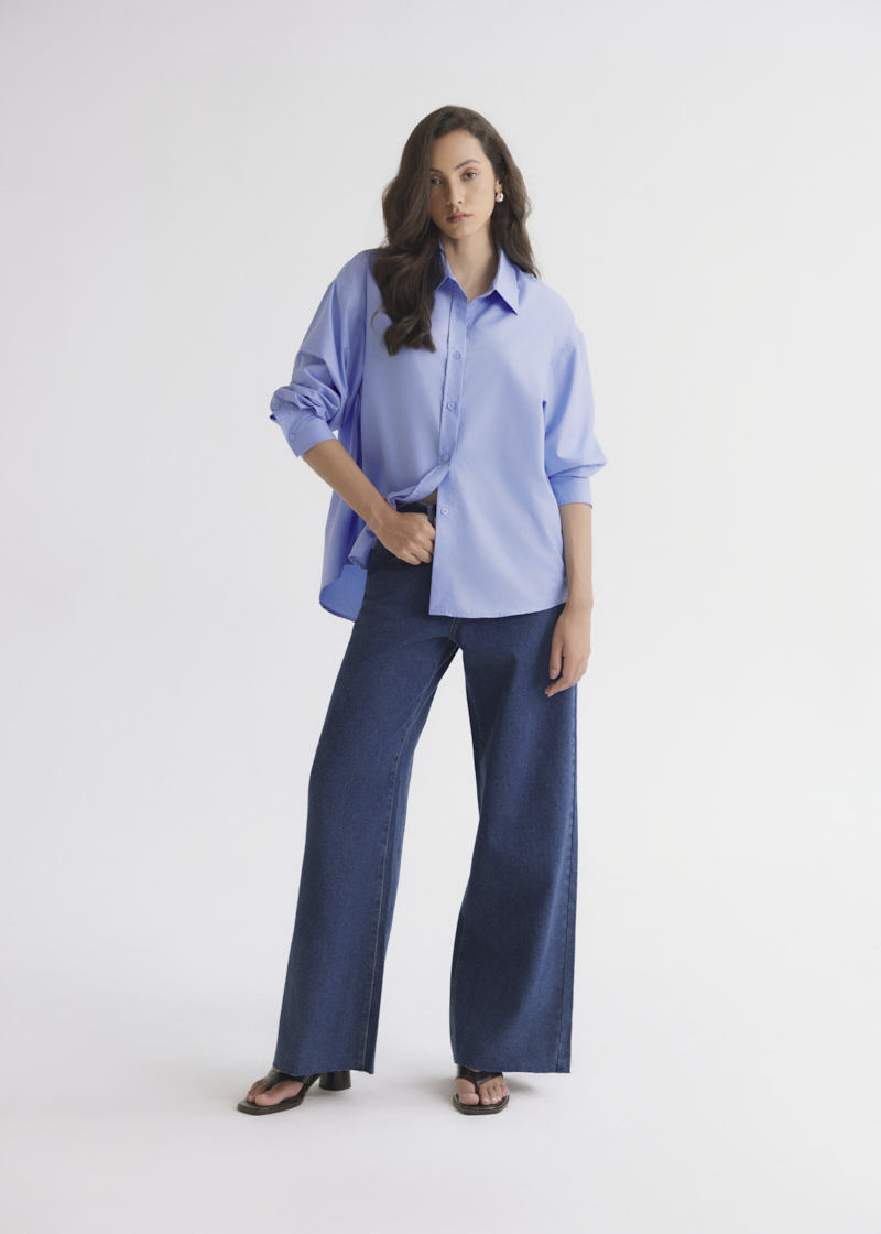 The Basic Oversize Shirt - Xanh da trời