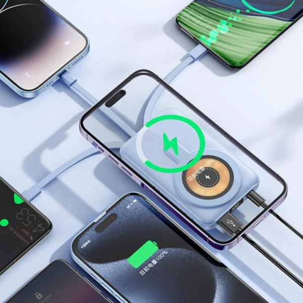 Sạc dự Phòng 10.000mAh không dây Basefast SDW8 Pro tích hợp 3 cáp