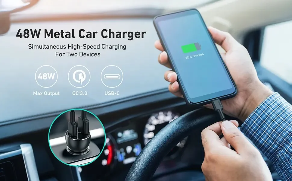 Tẩu sạc nhanh 48W cho xe hơi hãng AUKEY CC-Y48
