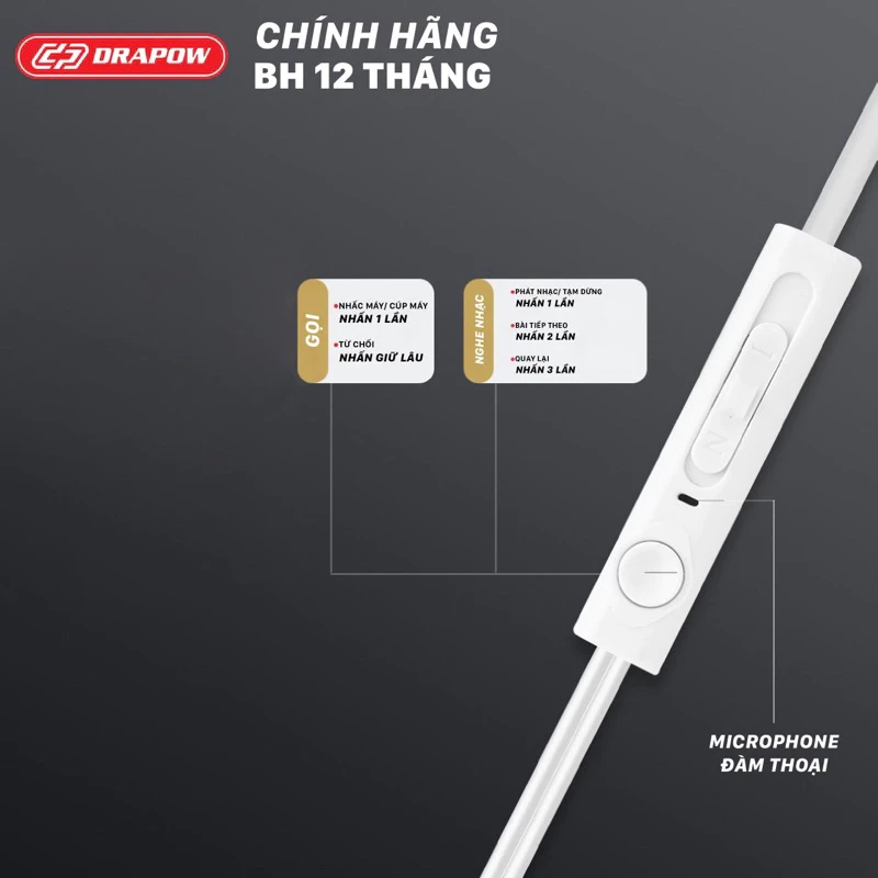 Tai nghe dây 3.5mm Drapow Twister C10