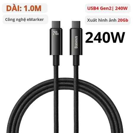 Cáp sạc 240W xuất hình ảnh 20bps Baseus