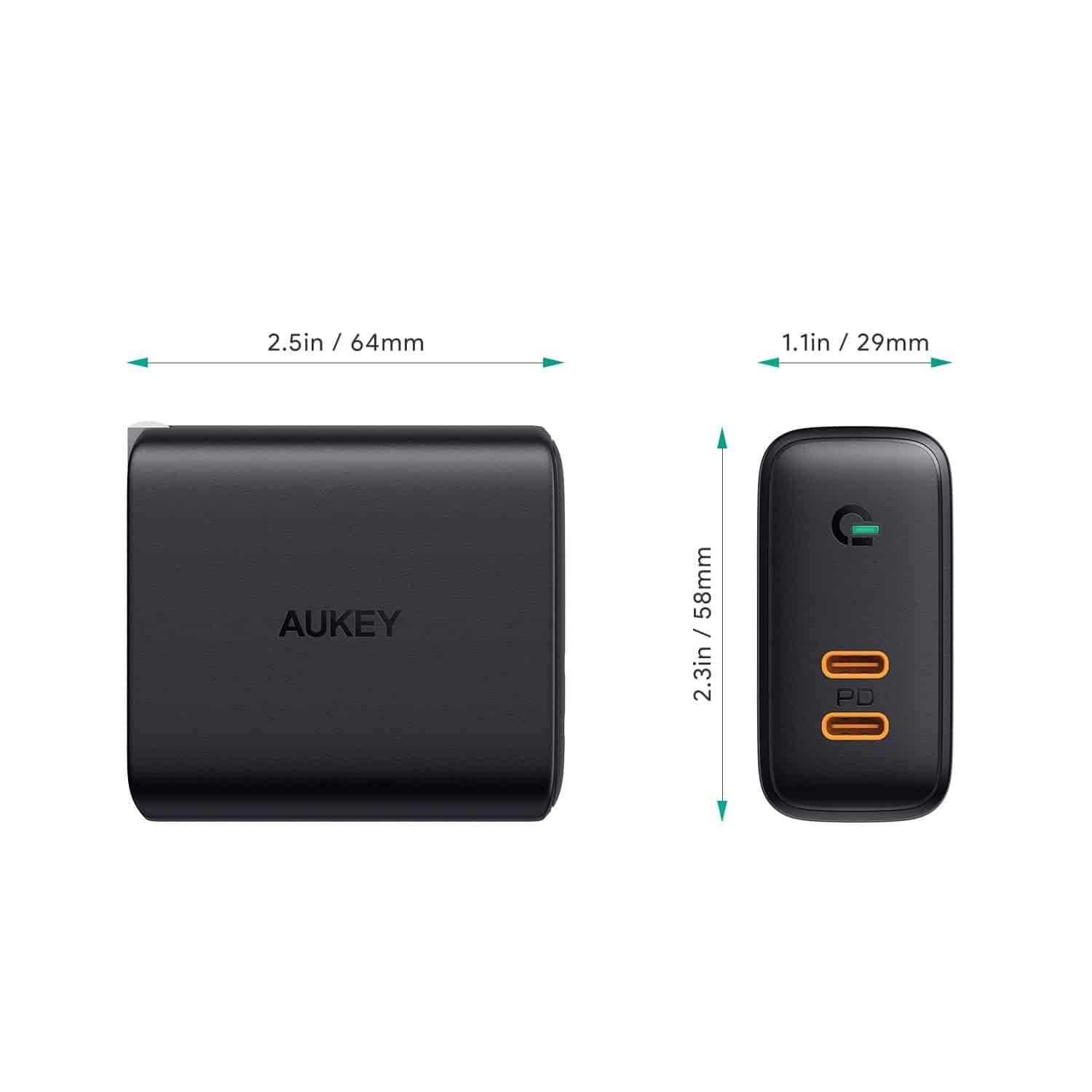 Củ sạc Aukey (2 cổng C+C) công suất 36W