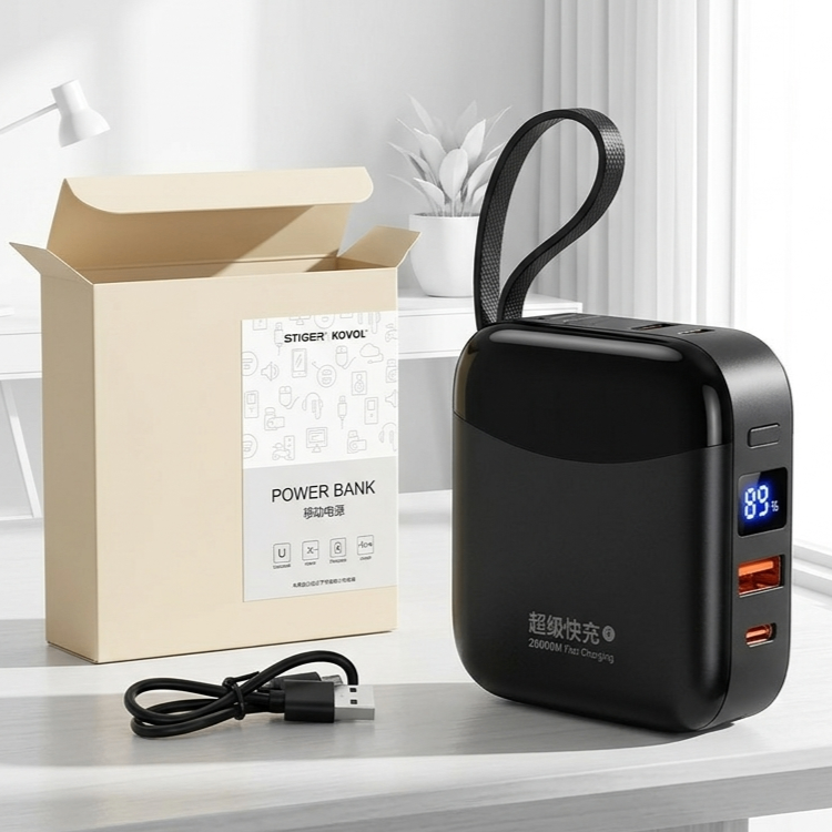 Sạc dự phòng KOVOL 10.000mAh 22.5W, liền dây cáp L & C 