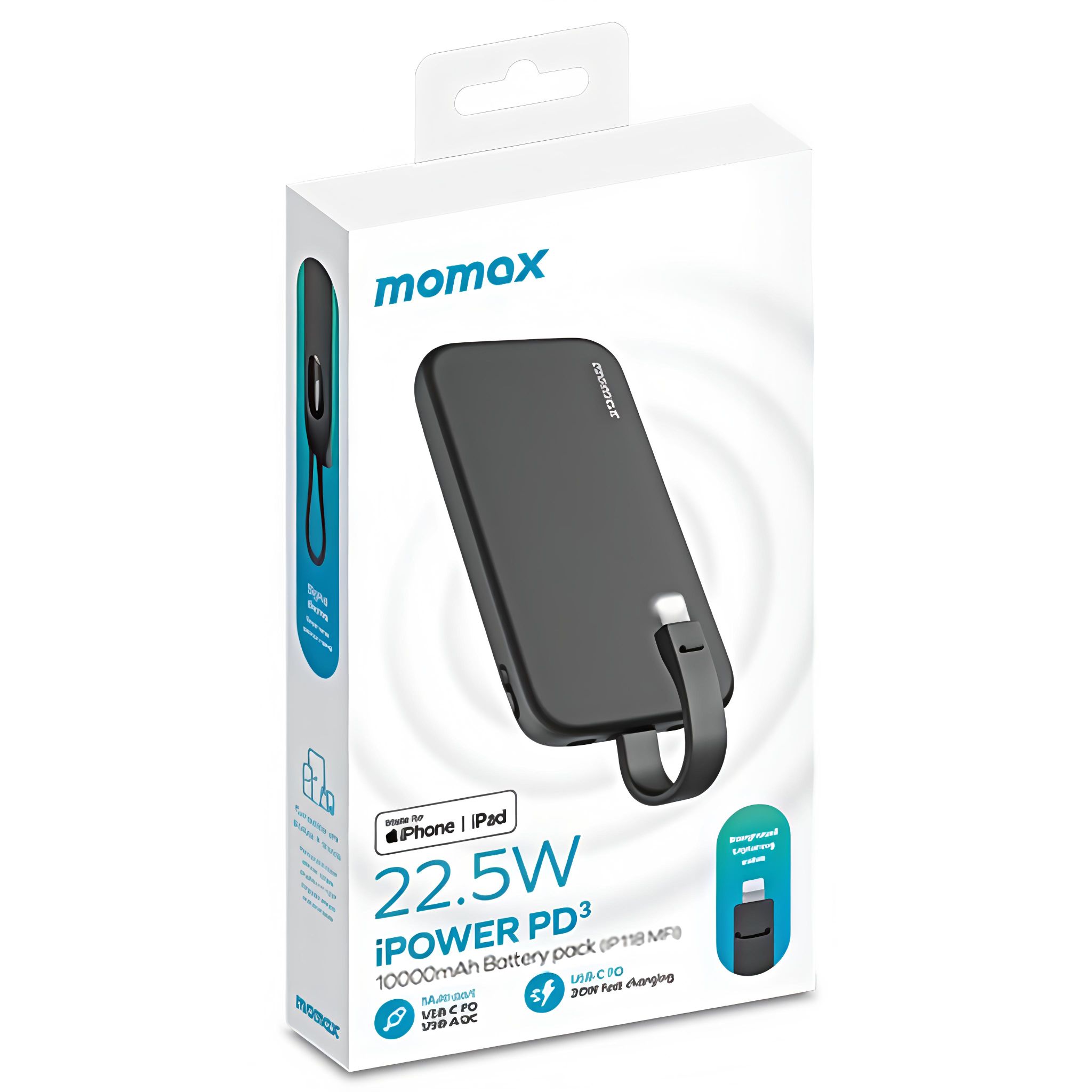 Sạc dự phòng Momax iPower PD3 10.000mAh kèm cáp Lighning MFI 