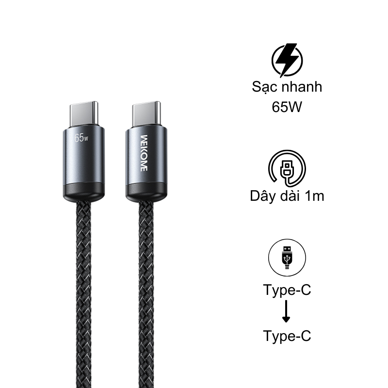 Cáp Sạc Nhanh C - C Wekome WDC-35 (PD65W)