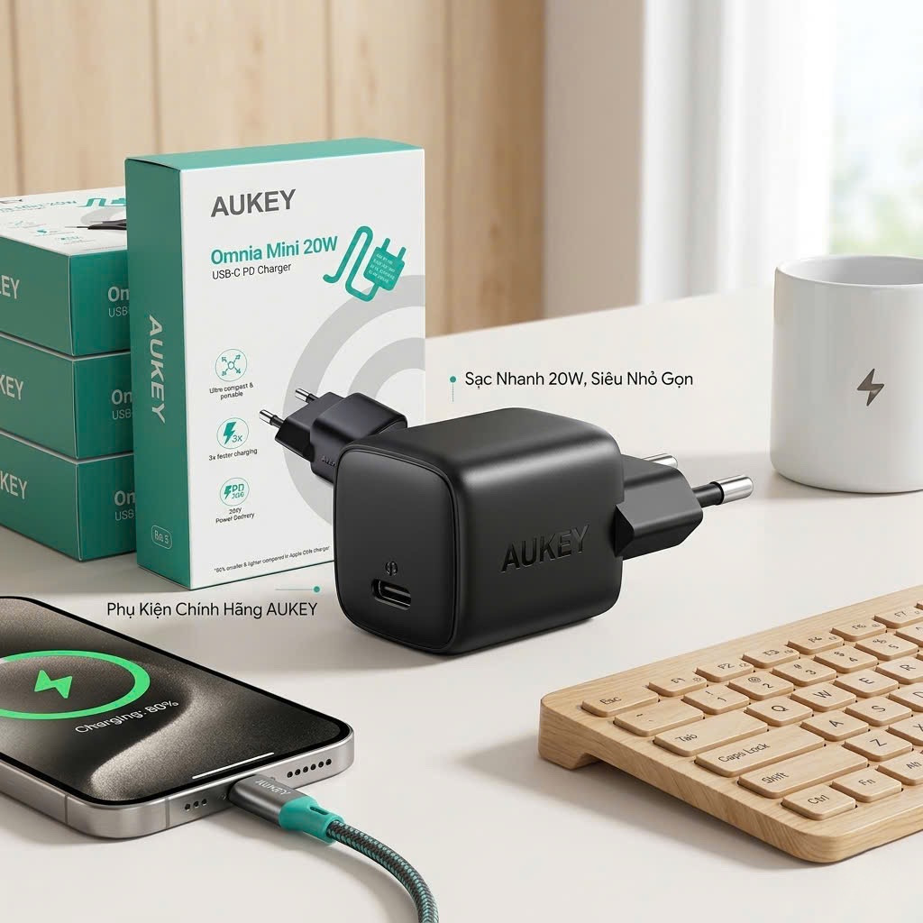 Củ sạc nhanh 20W Aukey Omnia OMNIA USB-C PD PA-B1 