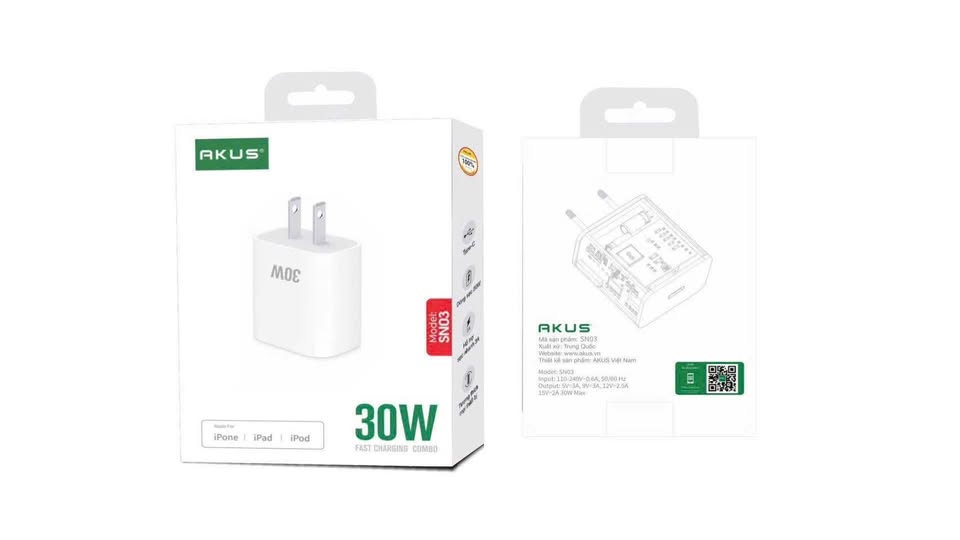 Củ sạc nhanh 30W Akus SN03 