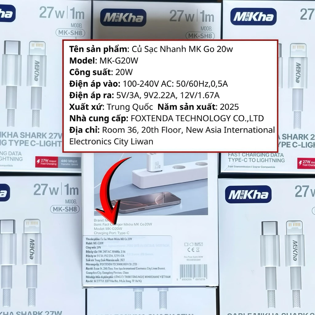 Củ sạc nhanh PD 20W Mikha MK-G20W