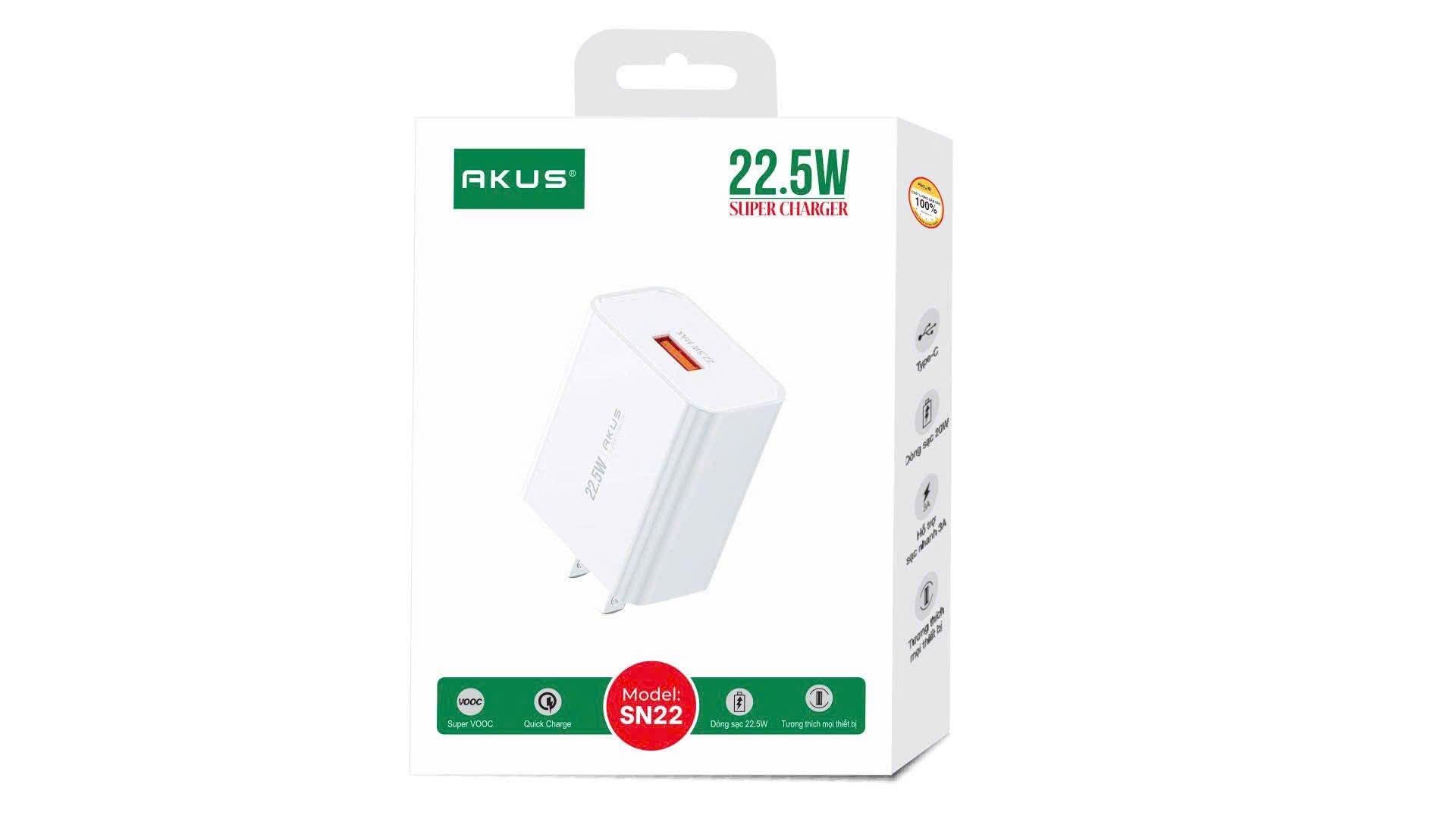 Củ sạc nhanh 22.5W AKUS mã SN22