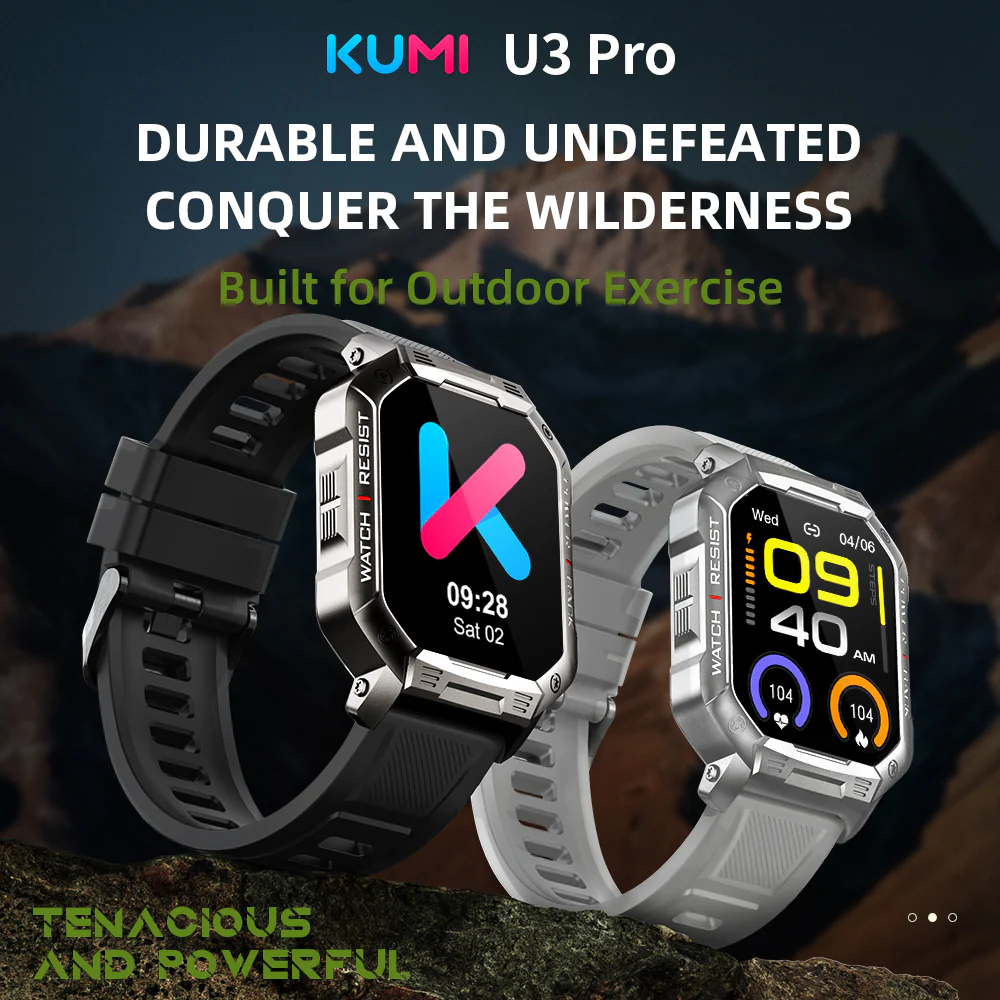 Đồng hồ thông minh KUMI U3 Pro, nghe gọi đt, đọc tin nhắn, chống nước, đo nhịp tim 