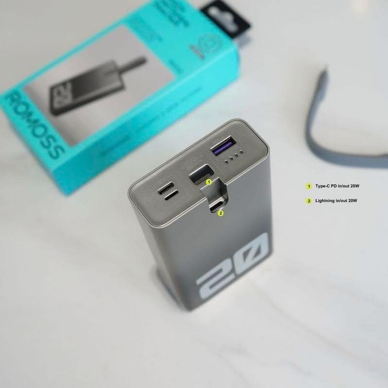 Sạc dự phòng Romoss PEA20A 20000mAh 22.5W với cáp tích hợp