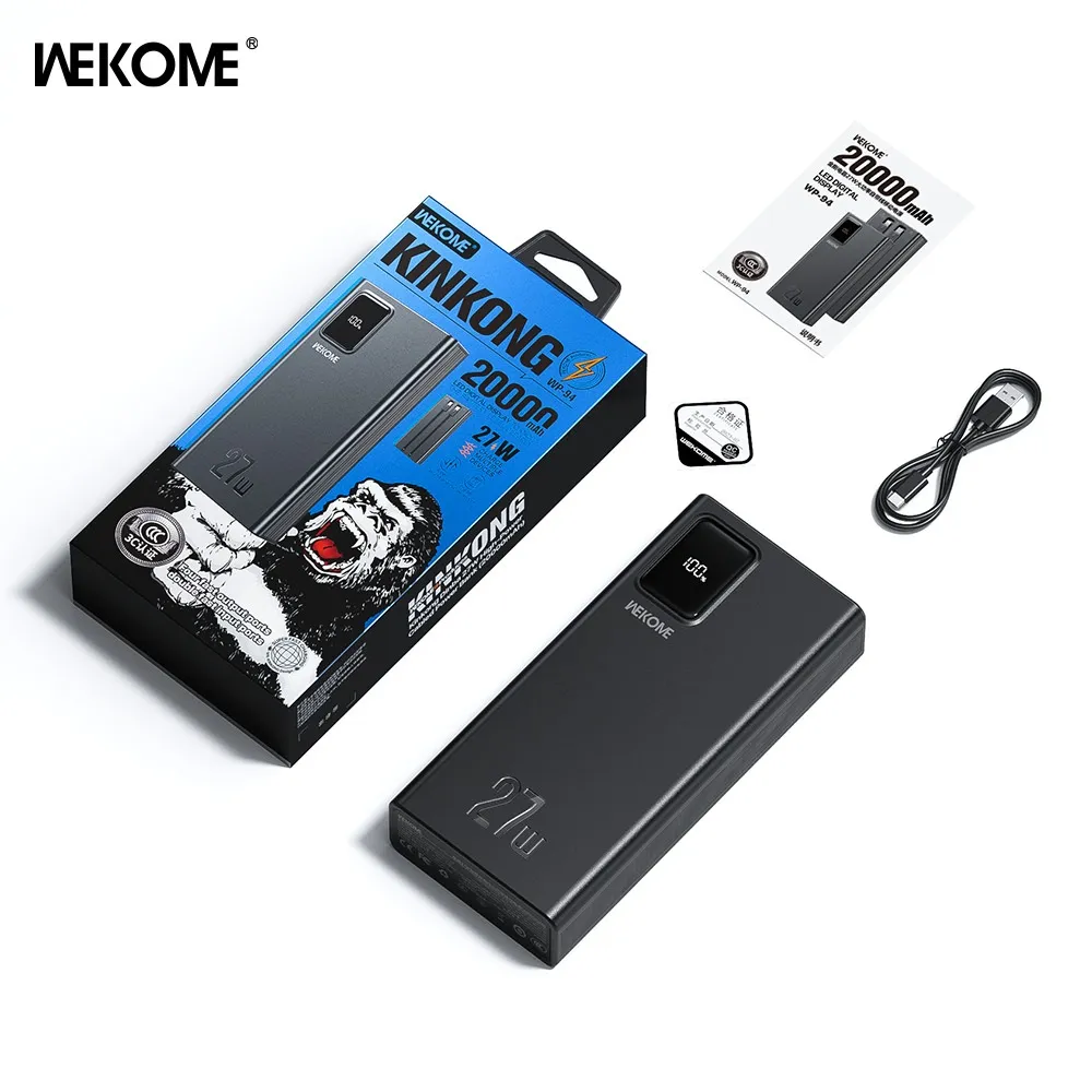 Sạc dự phòng WEKOME WP-94 20000mah 27W, kèm 2 dây