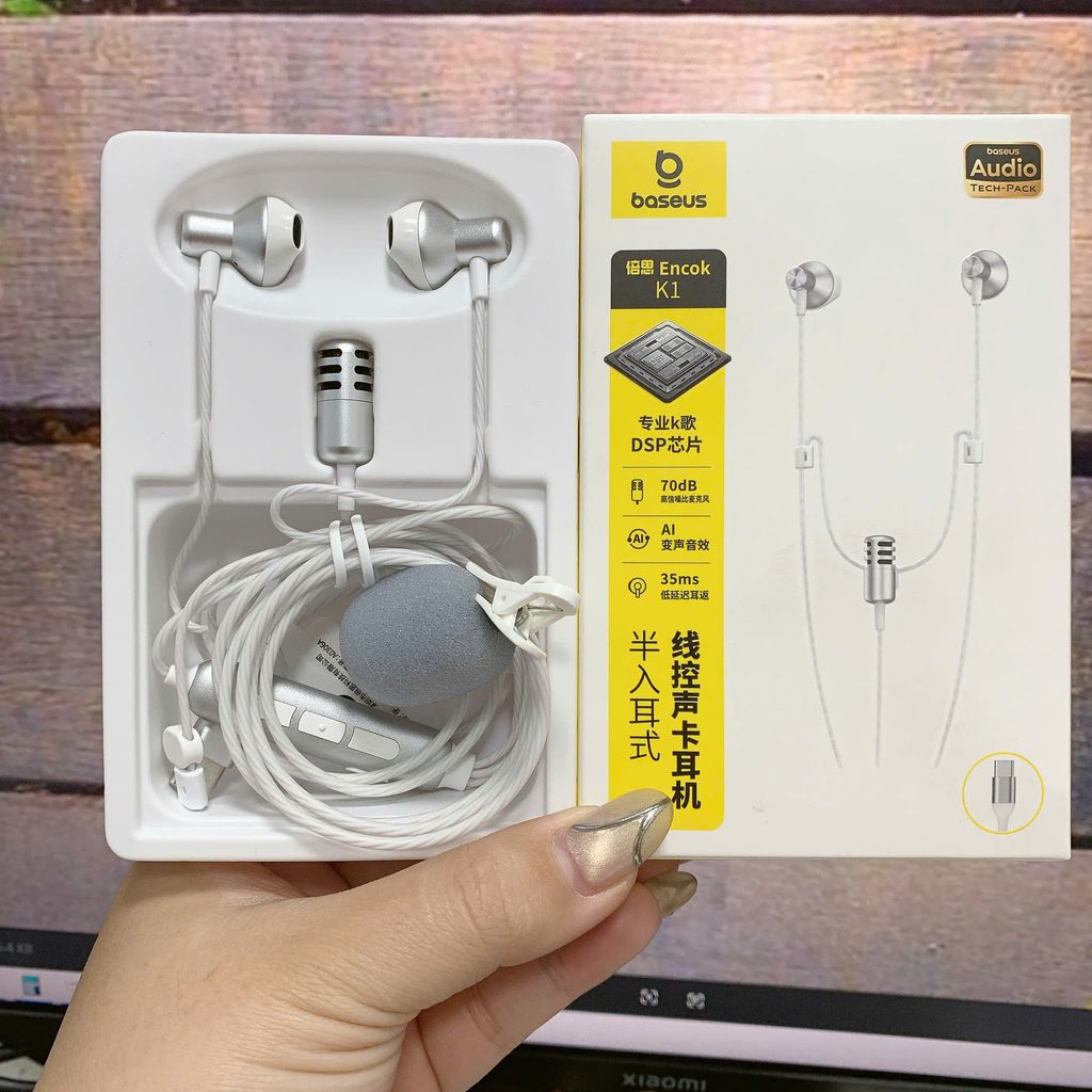 Tai nghe dây chân Type C BASEUS ANCOK - K1, có Mic thu âm, hát karaoke online