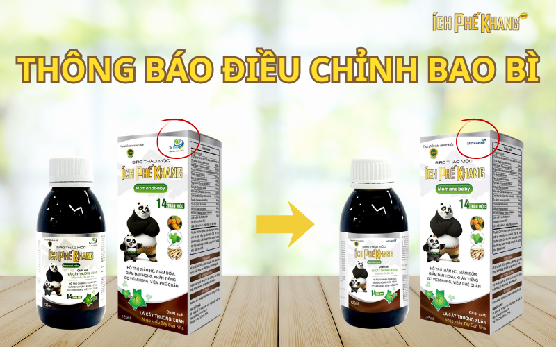 Thông báo điều chỉnh bao bì Siro thảo mộc Ích Phế Khang Mom And Baby