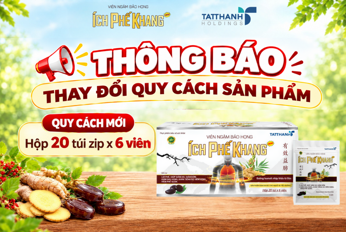 Thông báo thay đổi quy cách sản phẩm Viên ngậm Bảo họng Ích Phế Khang