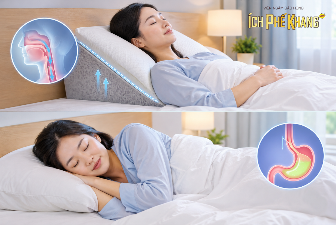 Tư thế nằm đúng giúp hạn chế ho về đêm