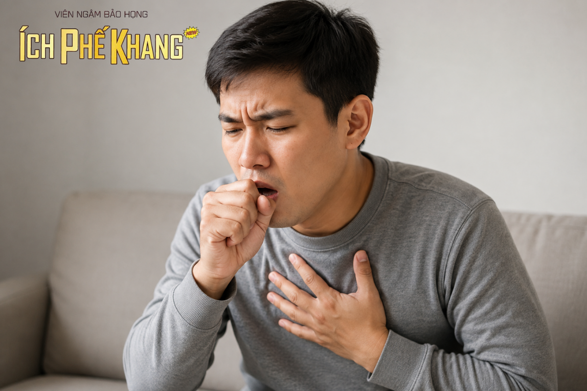 Khi viêm lan rộng, người bệnh có nguy cơ xuất hiện ho có đờm kéo dài, thở khò khè.png