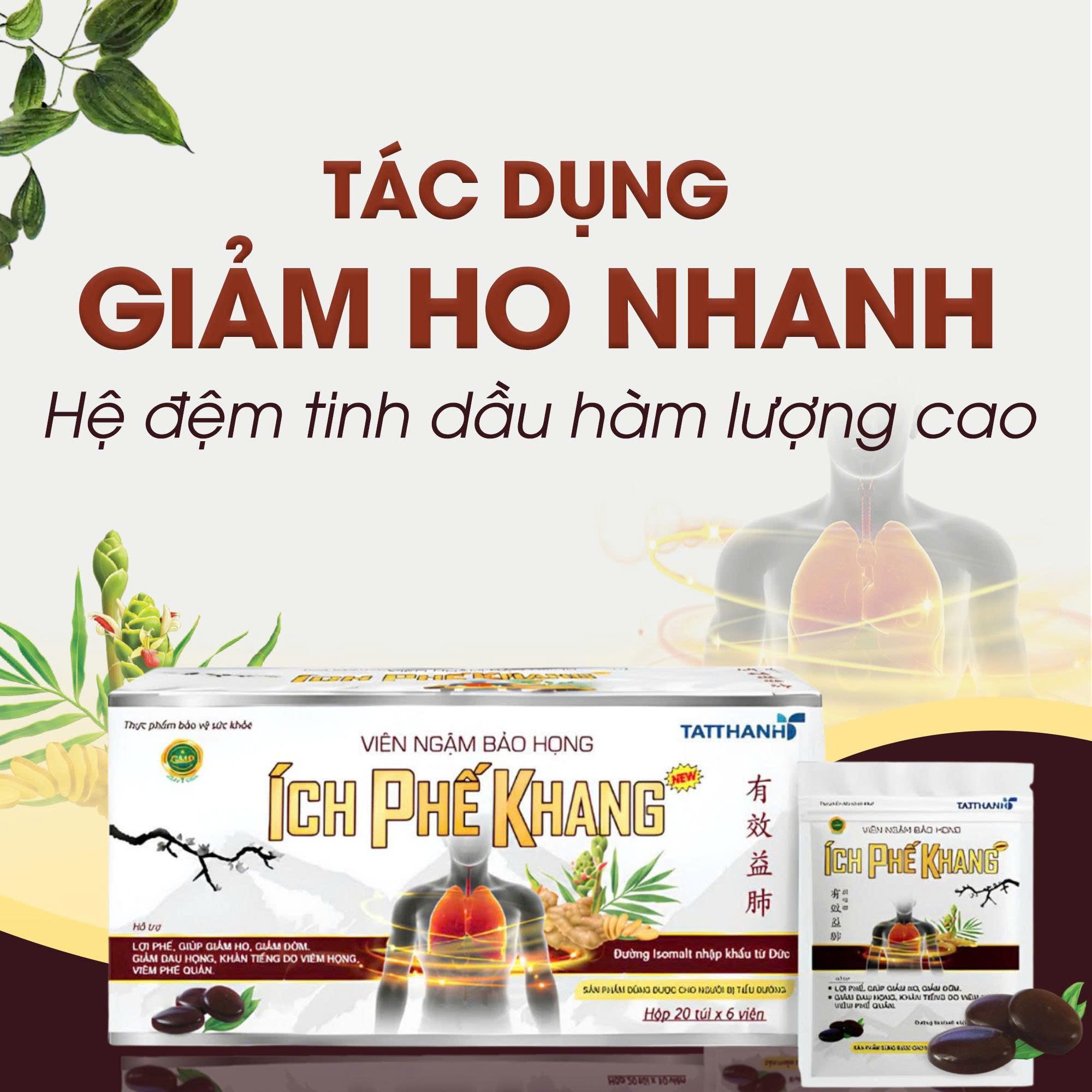 Viên ngậm bảo họng Ích Phế Khang New (2 hộp)