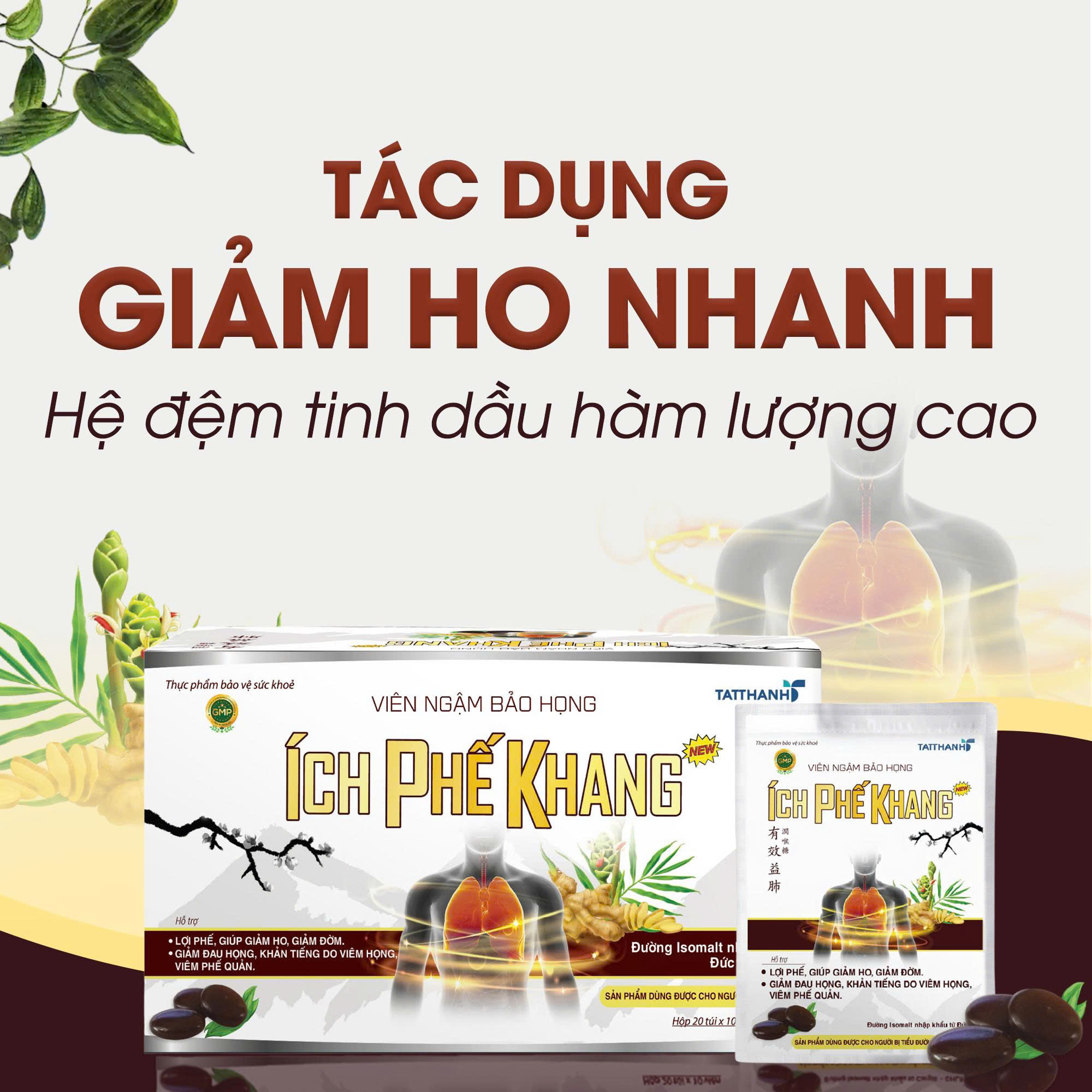 Viên ngậm bảo họng Ích Phế Khang New (2 hộp)