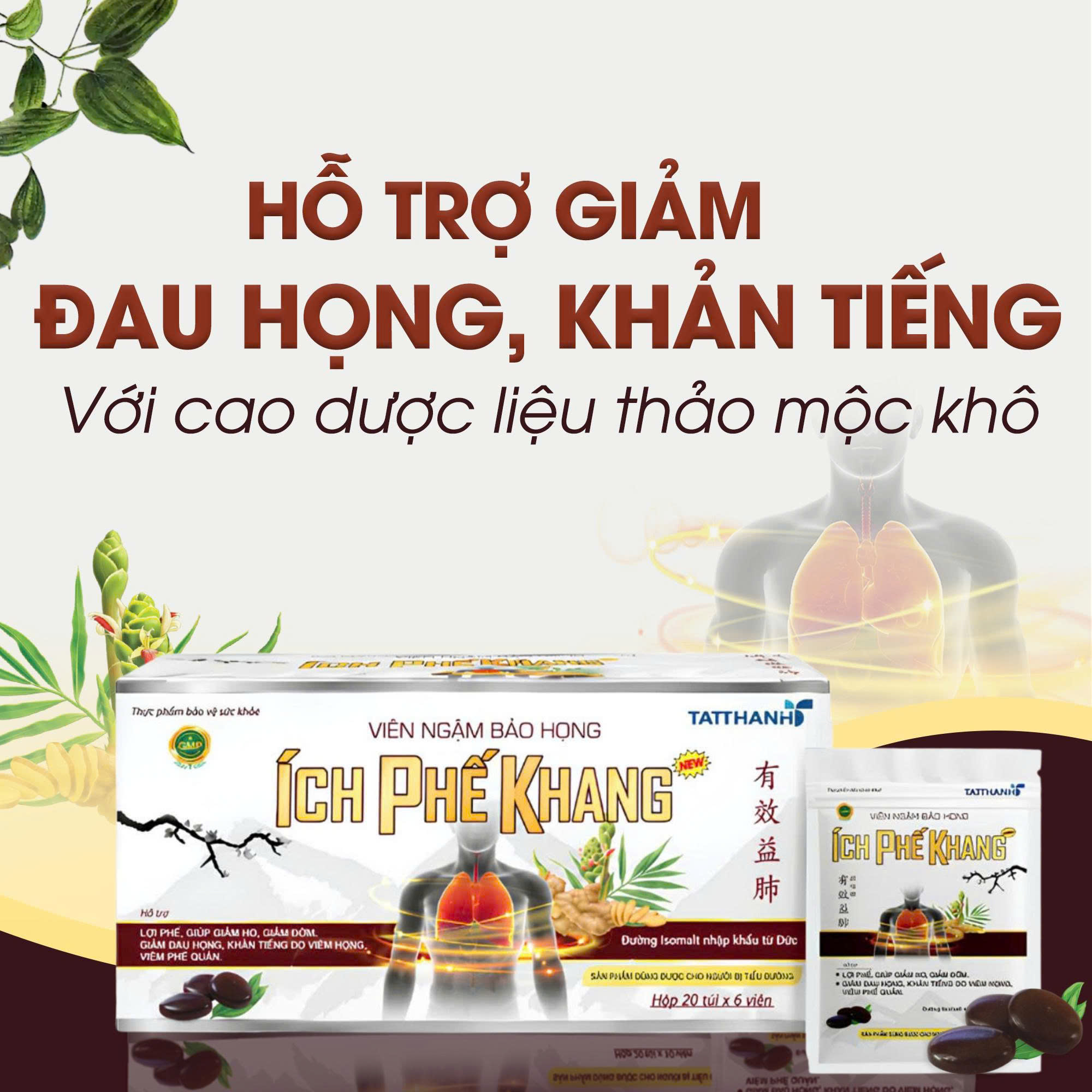 Viên ngậm bảo họng Ích Phế Khang New (3 hộp)