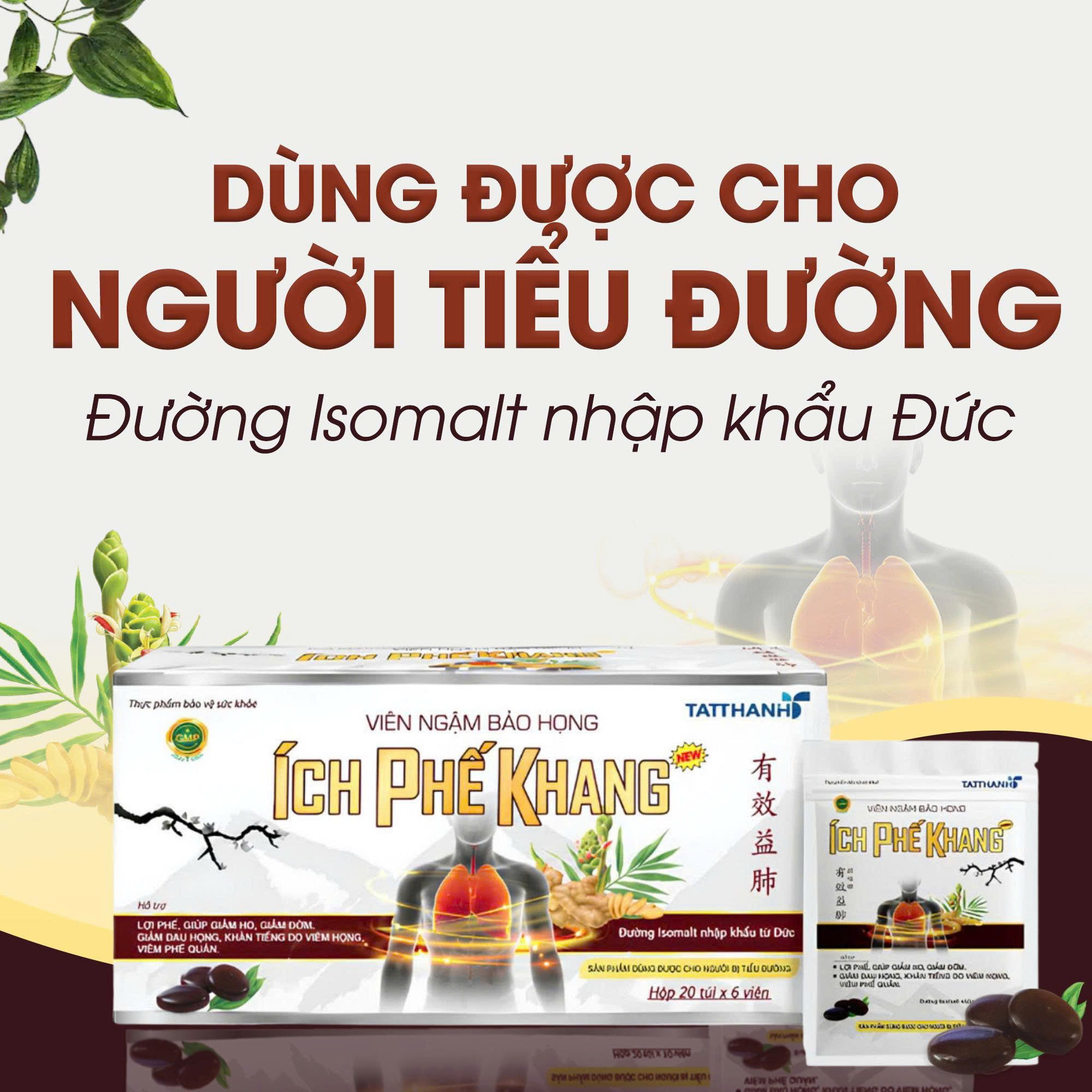 Viên ngậm bảo họng Ích Phế Khang New (Combo 10 túi)