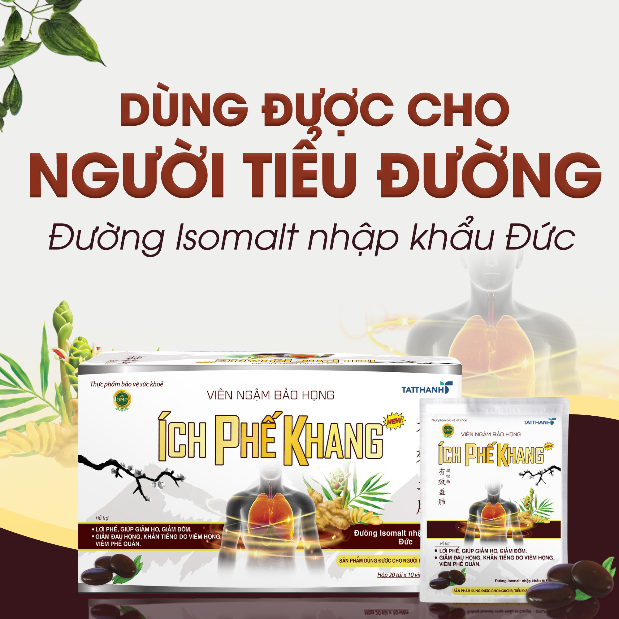 Viên ngậm bảo họng Ích Phế Khang New (Combo 10 túi)