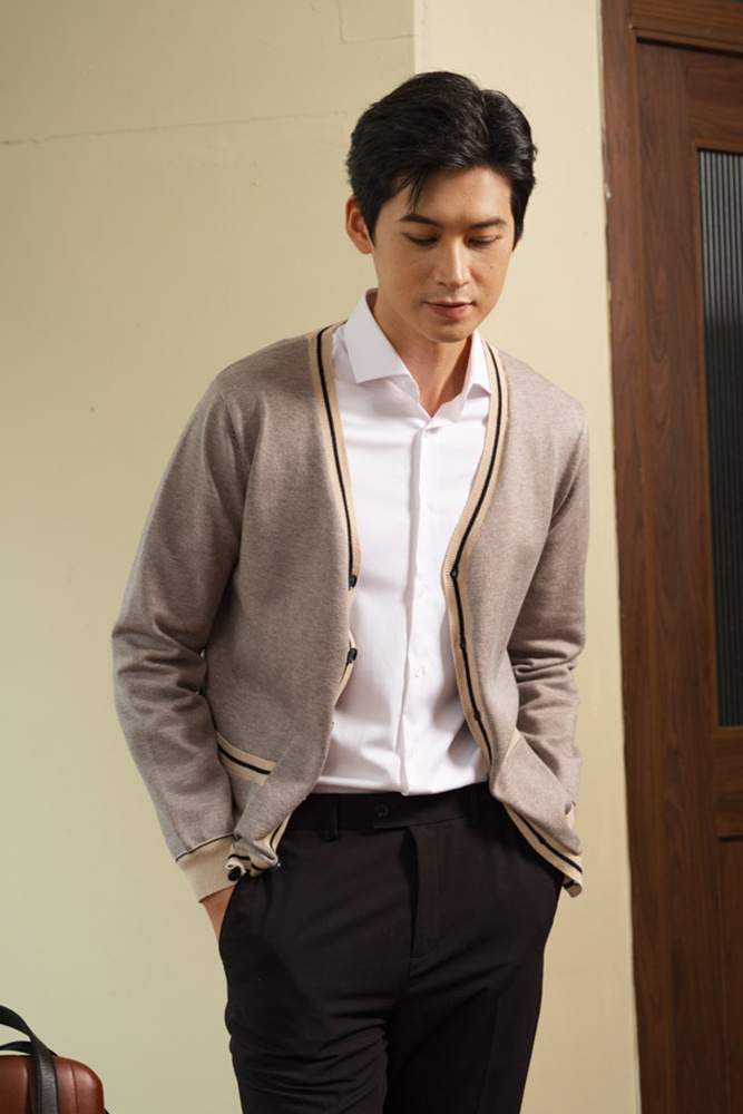 Áo Len Cardigan Ghi ALD.264