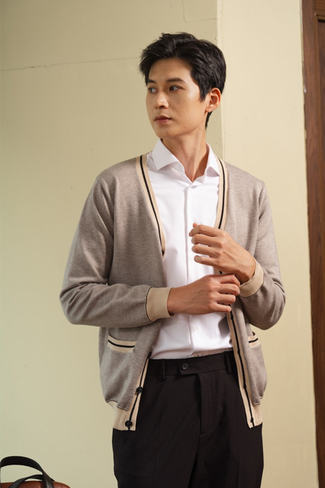 Áo Len Cardigan Ghi ALD.264