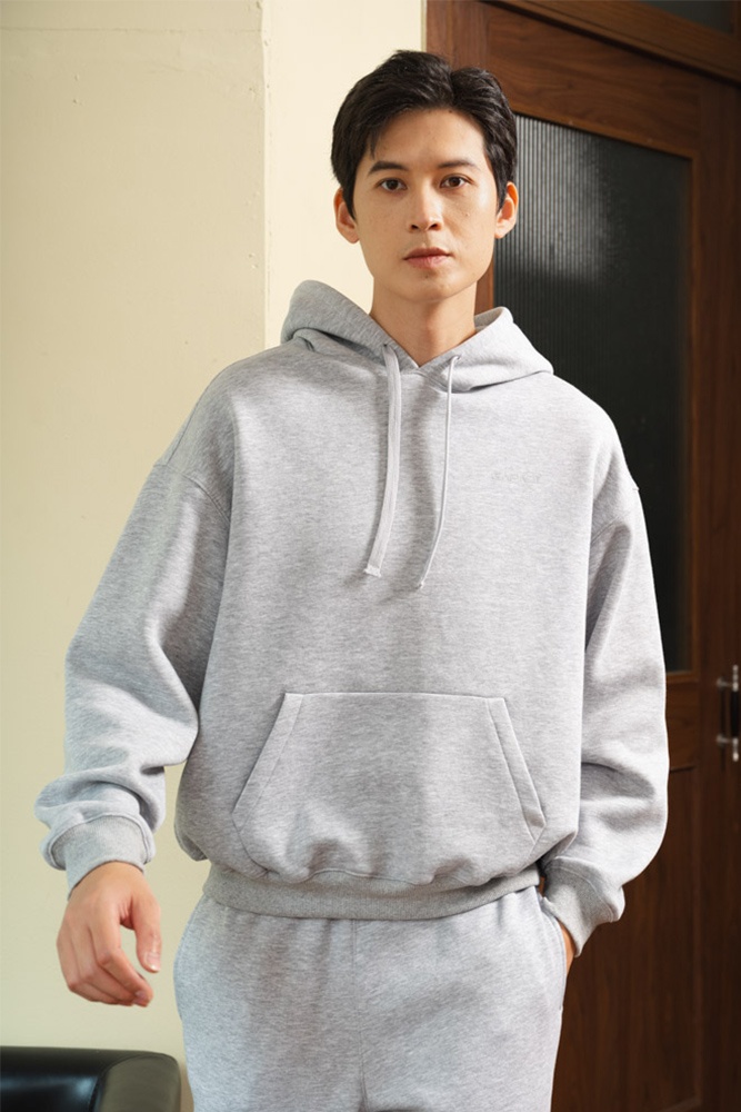 Bộ Nỉ Hoodie Ghi Nhạt GBN.004