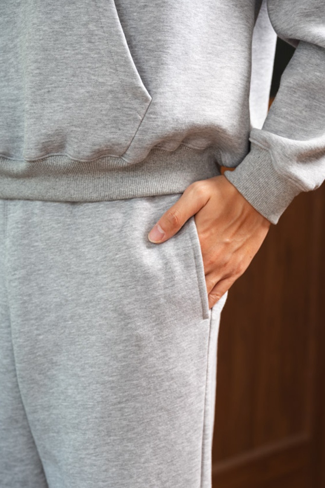 Bộ Nỉ Hoodie Ghi Nhạt GBN.004