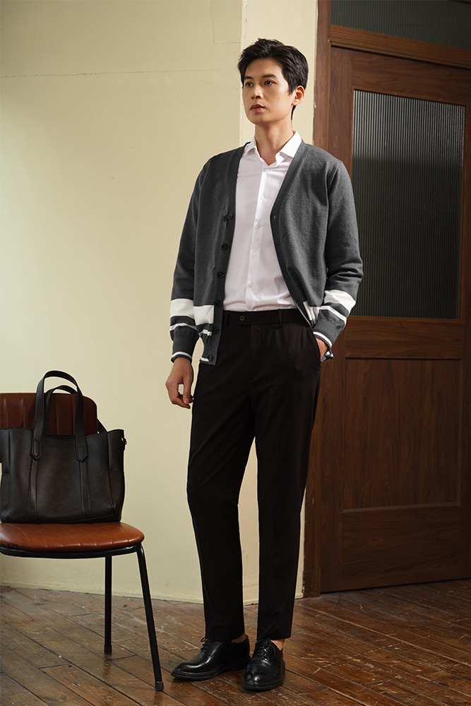 Áo Len Cardigan Ghi Đậm ALD.266