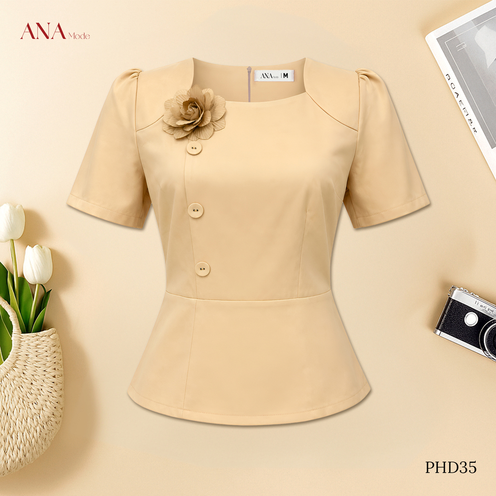 Áo Kiểu Peplum Cotton Lạnh Thanh Lịch AK26PHD35