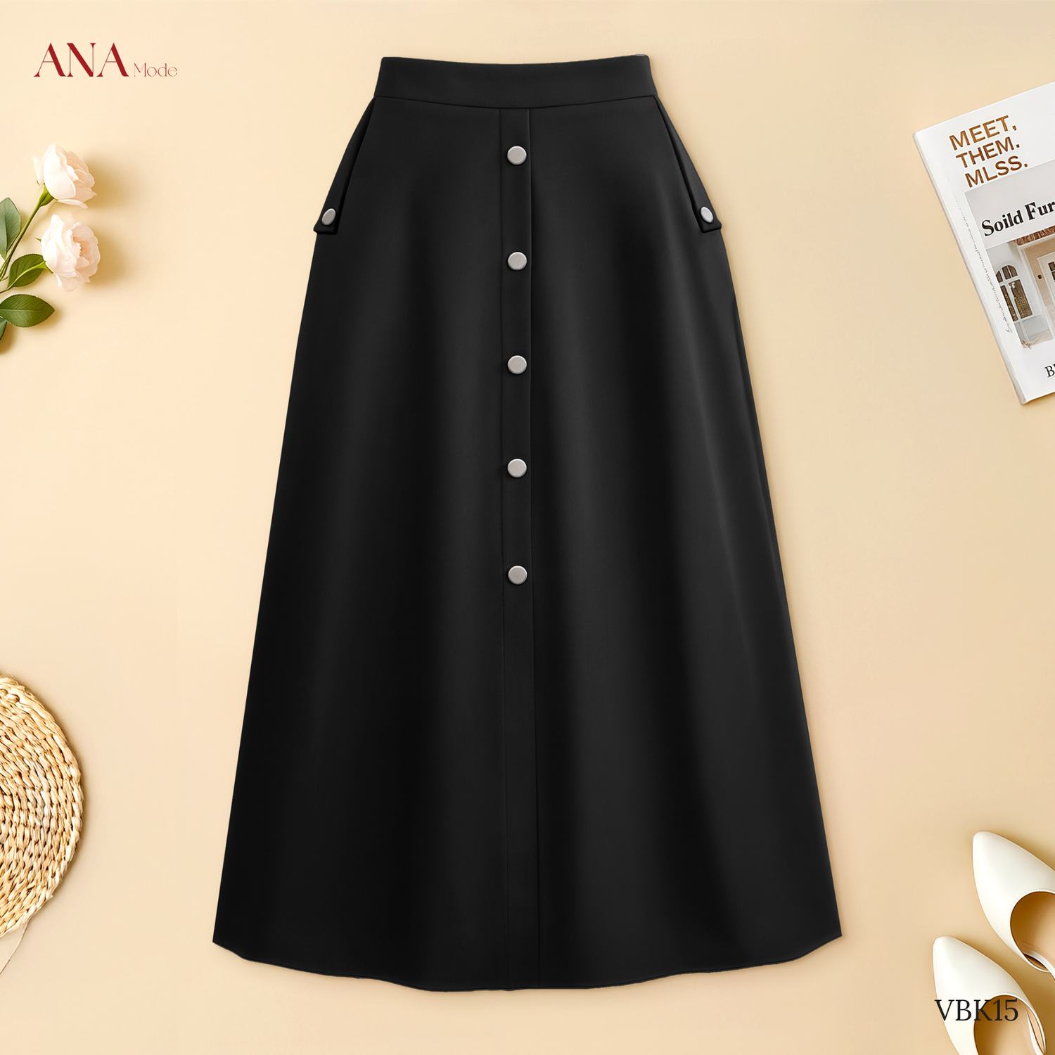 Chân Váy Chữ A Cotton Lạnh Thanh Lịch CV25VBK15
