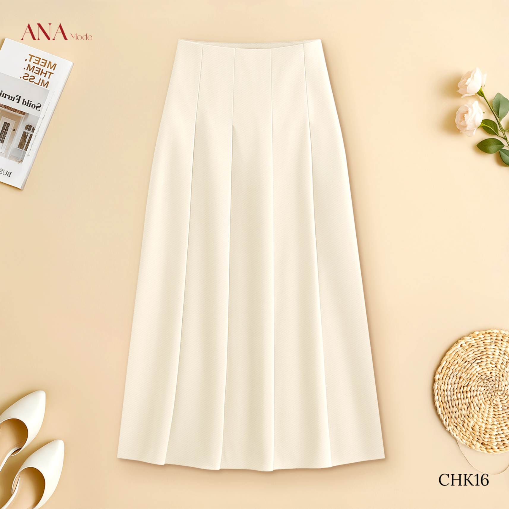 Chân Váy Cotton Lạnh Xếp Ly CV25CHK16